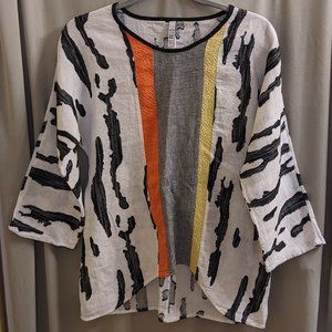 Khangura Mixed Linen Multi Color Women's Top S